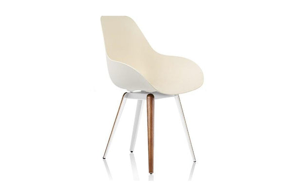 Kubikoff Slice Dimple Closed Chair White White Powder Coated Metal + Natural Ash No Seat Pad