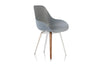 Kubikoff Slice Dimple Closed Chair Light Grey White Powder Coated Metal + Walnut Wood No Seat Pad