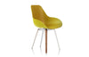 Kubikoff Slice Dimple Closed Chair Mustard White Powder Coated Metal + Walnut Wood No Seat Pad