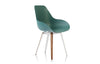 Kubikoff Slice Dimple Closed Chair Ocean Blue White Powder Coated Metal + Walnut Wood No Seat Pad
