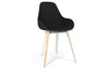 Kubikoff Slice Dimple Pop Chair Black Eco Leather No Seat Pad White Powder Coated Metal + Natural Ash