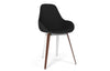 Kubikoff Slice Dimple Pop Chair Black Eco Leather No Seat Pad White Powder Coated Metal + Walnut Wood
