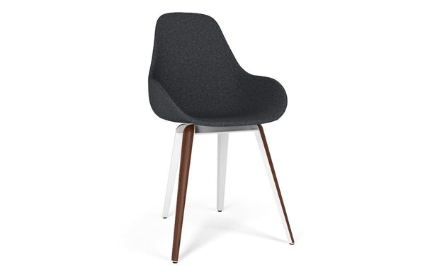 Kubikoff Slice Dimple Pop Chair Grey Wool No Seat Pad White Powder Coated Metal + Natural Ash