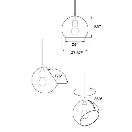 NYTA Tilt Globe Brass Pendant 