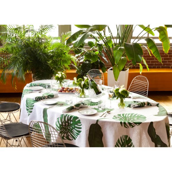 Huddleson Tropical Leaves Linen Tablecloth - Rectangular