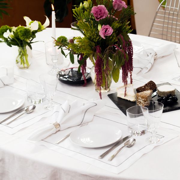 Huddleson Hemstitch Linen Placemats - Set of 2