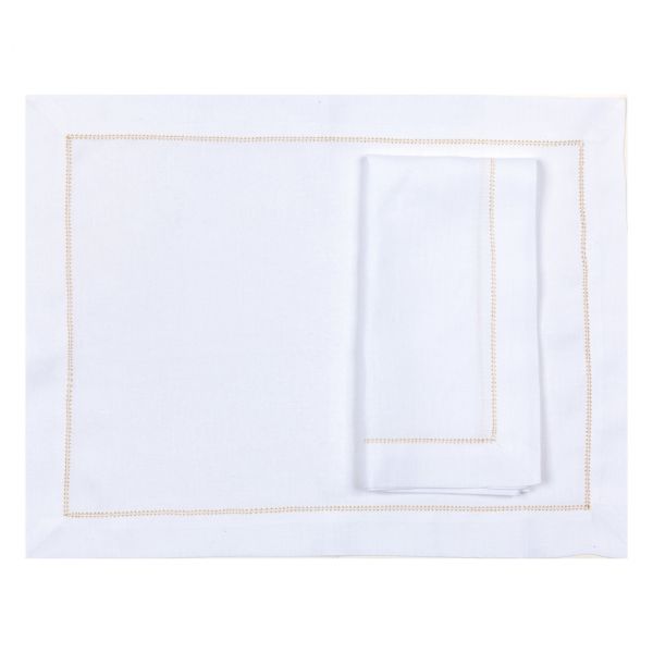 Huddleson Hemstitch Linen Placemats - Set of 2