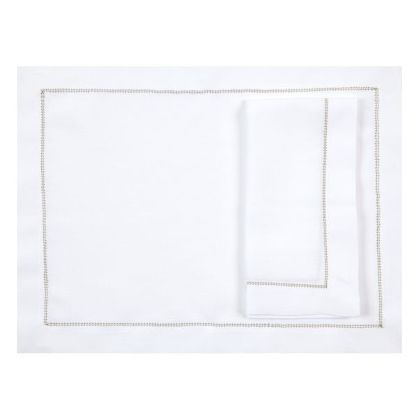 Huddleson Hemstitch Linen Placemats - Set of 2