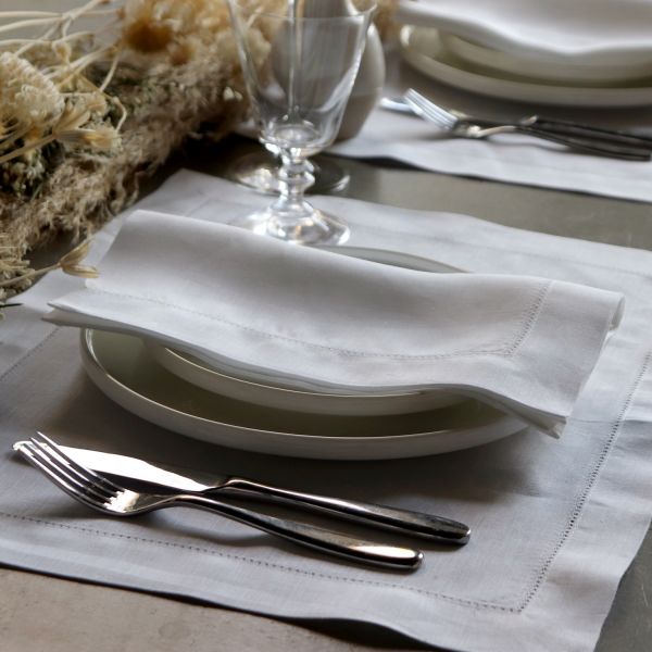 Huddleson Hemstitch Linen Placemats - Set of 2