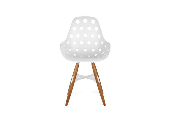 Kubikoff ZigZag Dimple Chair Black No Seat Pad White Powder Coated Metal + Natural Ash