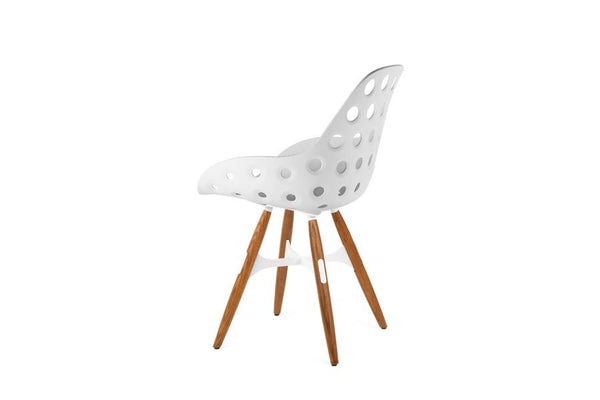 Kubikoff ZigZag Dimple Chair Black No Seat Pad White Powder Coated Metal + Natural Ash