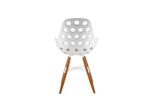 Kubikoff ZigZag Dimple Chair Black No Seat Pad White Powder Coated Metal + Natural Ash