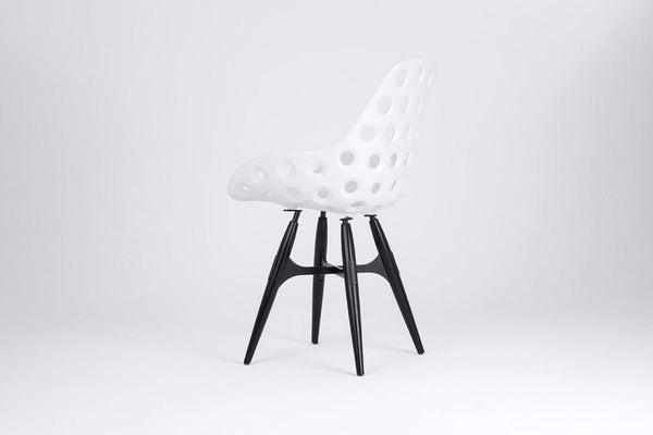 Kubikoff ZigZag Dimple Chair Black No Seat Pad White Powder Coated Metal + Natural Ash