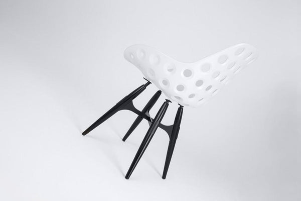 Kubikoff ZigZag Dimple Chair Black No Seat Pad White Powder Coated Metal + Natural Ash