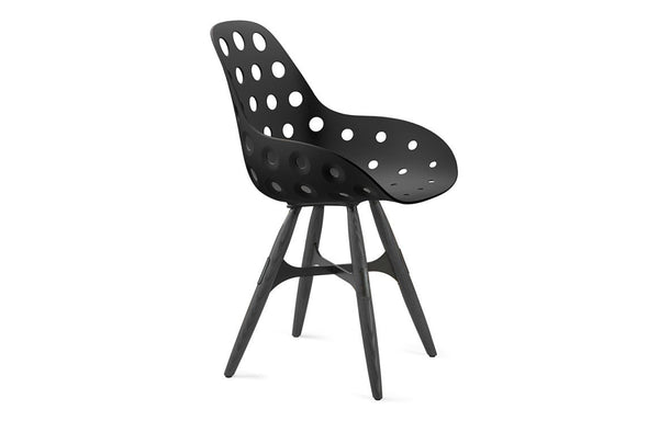 Kubikoff ZigZag Dimple Chair Black No Seat Pad White Powder Coated Metal + Natural Ash