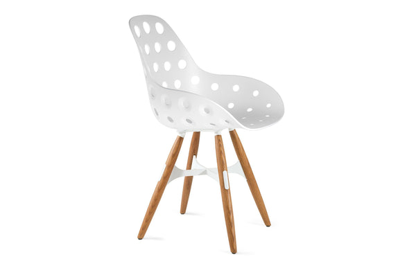 Kubikoff ZigZag Dimple Chair Black No Seat Pad White Powder Coated Metal + Natural Ash