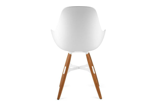 Kubikoff ZigZag Dimple Closed Chair White White Powder Coated Metal + Natural Ash No Seat Pad