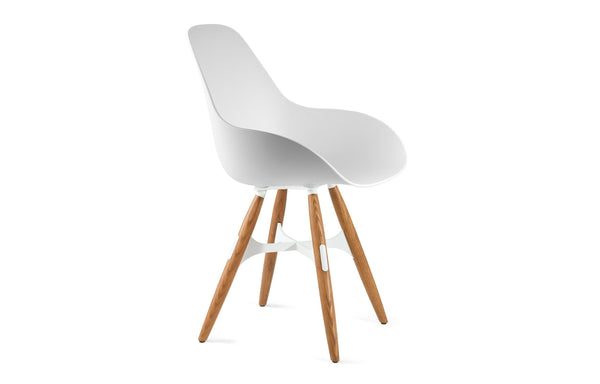 Kubikoff ZigZag Dimple Closed Chair White White Powder Coated Metal + Natural Ash No Seat Pad