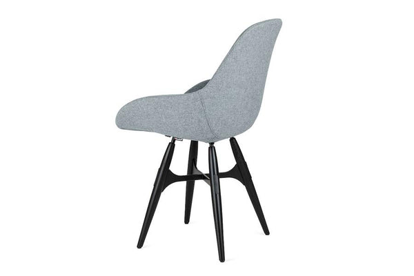 Kubikoff ZigZag Dimple Pop Chair Grey Wool No Seat Pad White Powder Coated Metal + Walnut Wood