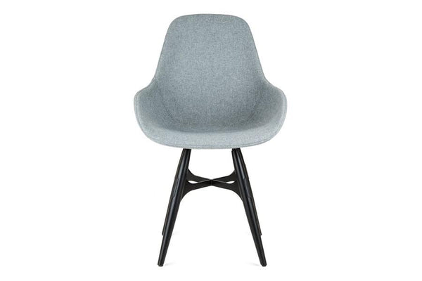 Kubikoff ZigZag Dimple Pop Chair Grey Wool No Seat Pad White Powder Coated Metal + Walnut Wood