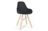 Kubikoff ZigZag Dimple Pop Chair Black Eco Leather No Seat Pad White Powder Coated Metal + Walnut Wood