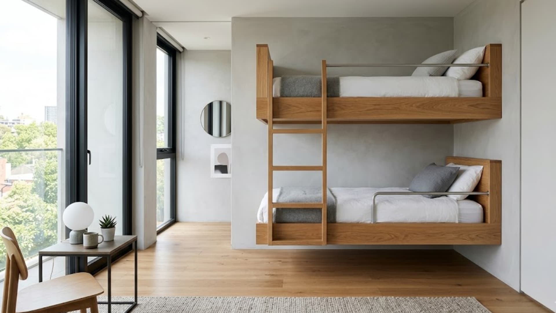 floating built in bunk beds
