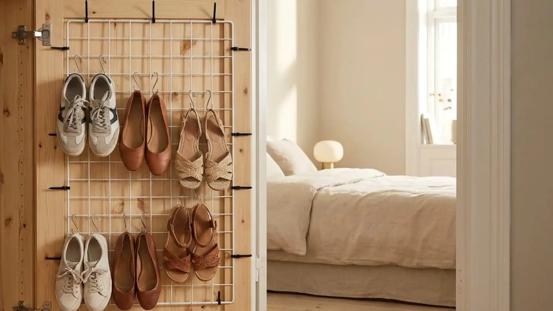     a shoe rack displaying various pairs of shoes organized neatly on multiple levels for easy access and visibility