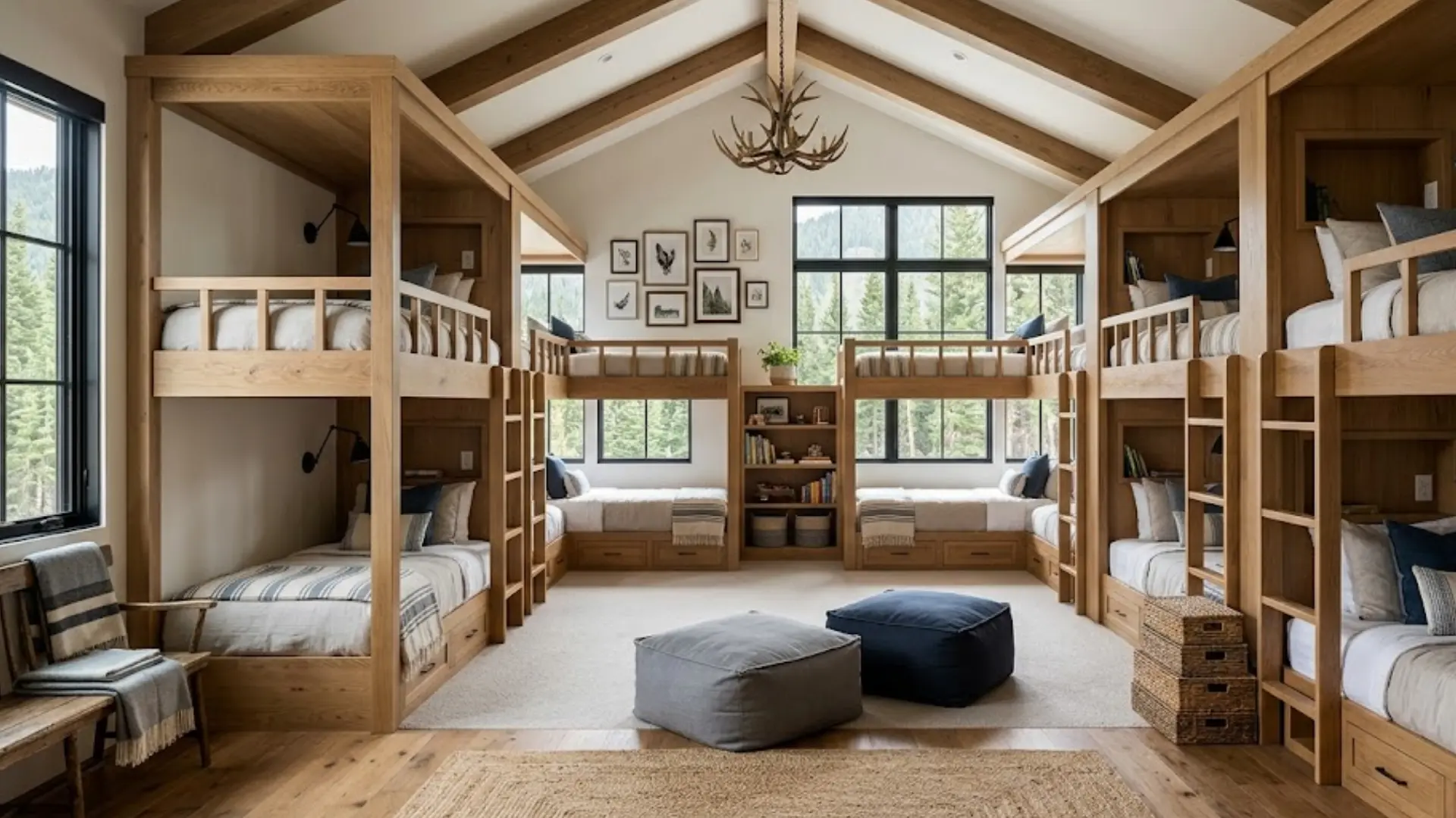 u shaped bunk room layout