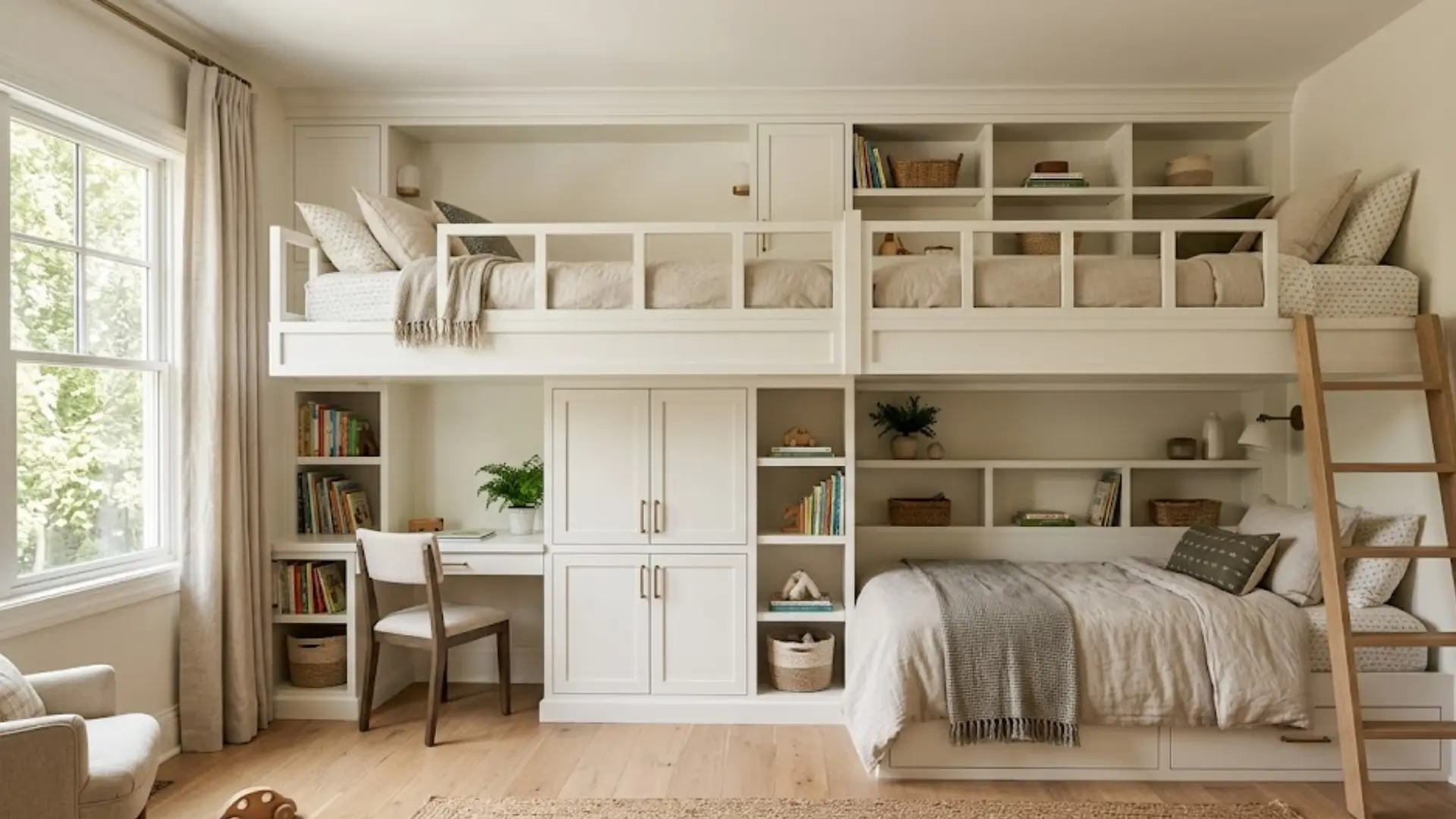 wall to wall built In bunk beds