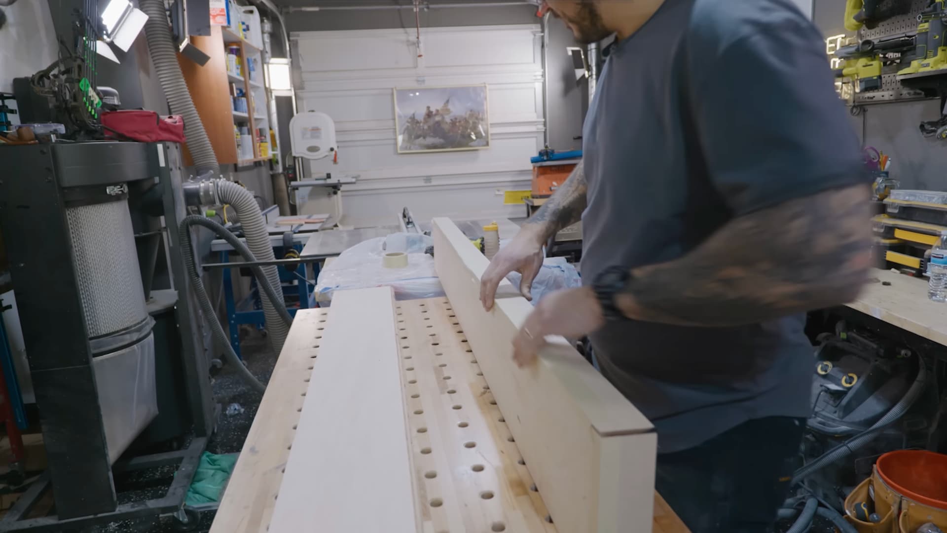 assembling a mitered plywood box around a wood frame