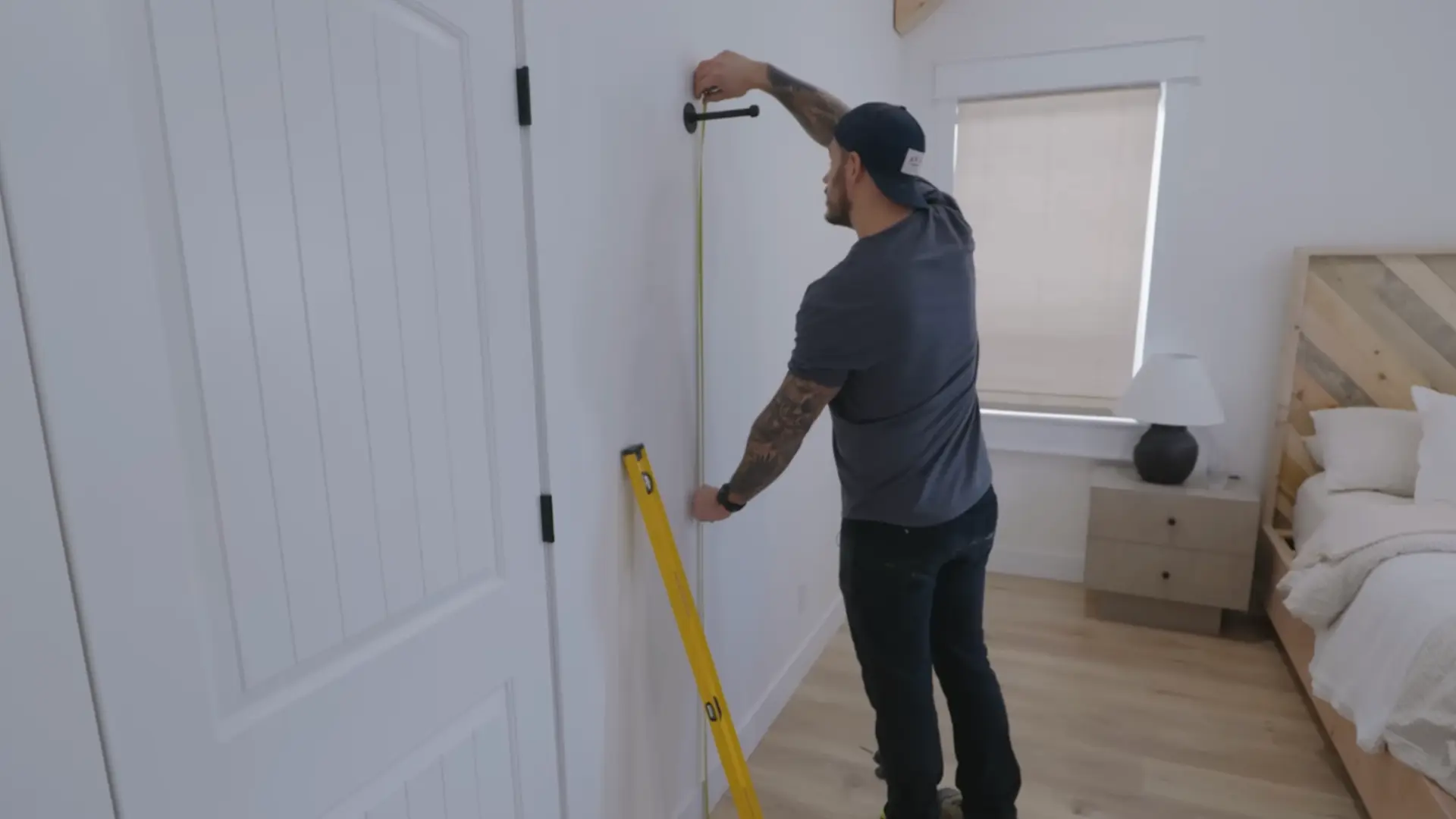 pre-drilling and mounting a wall cleat into wood studs