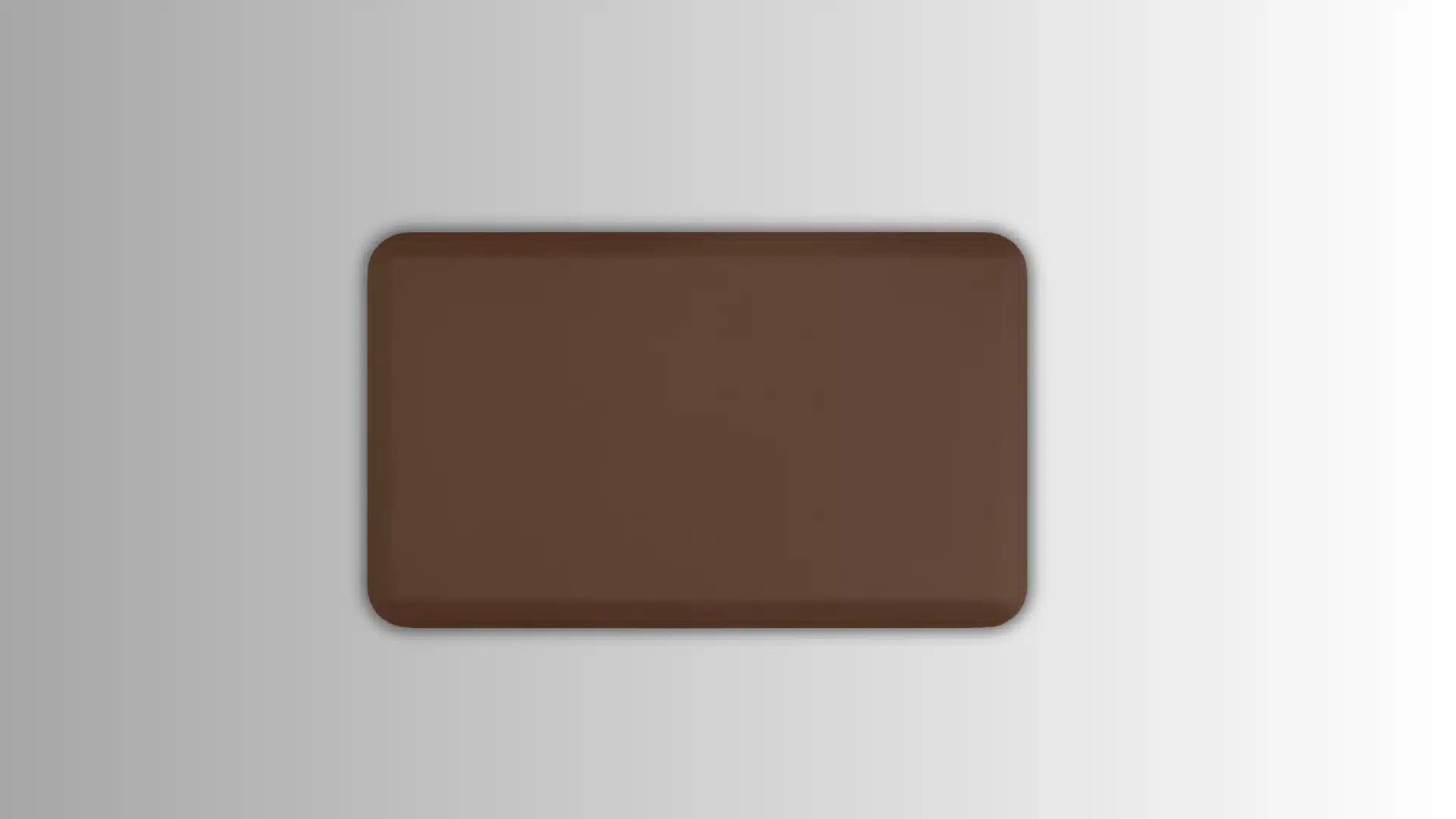 brown rectangular anti-fatigue mat with rounded edges on a gradient background
